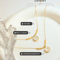 White Shell Smiley and Letter H Pendant Necklace Gold view 2