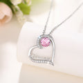 Silver Tone Mama Heart Crystal Pendant Necklace Polished Chain Fashion Jewelry view 3