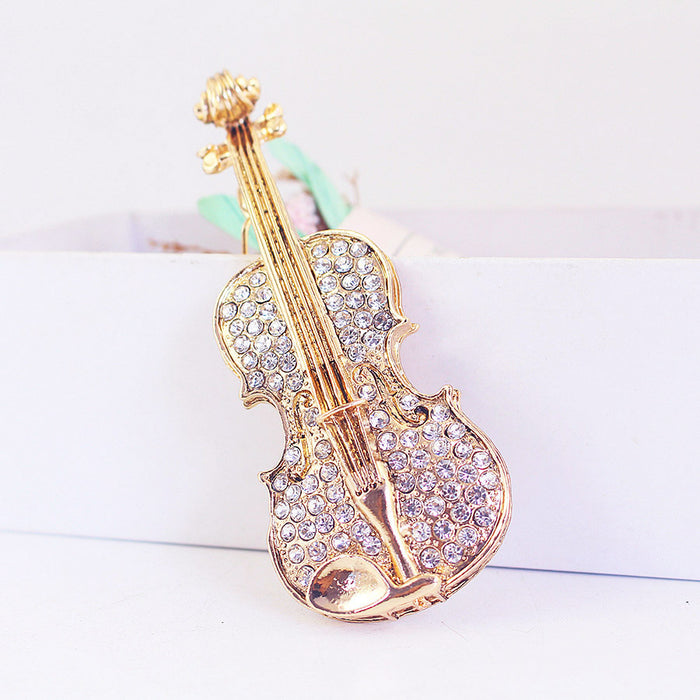 Rhinestone Violin Guitar Keychain Zinc Alloy Music Bag Charm Key Ring