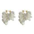 Gold White Shell Petal Flower Cluster Dual Wear Earrings view 5