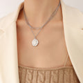 Layered Coin Portrait Medallion Triple Chain Necklace Set view 6