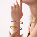 Stainless Steel Heart Closed Bangle Bracelet Gold Or Steel Tone view 2