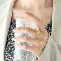Open Dual Sphere Ball Rings Steel Rose Gold Or Gold view 8