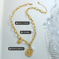 Gold Paperclip Bee Coin Pearl Pendant Necklace Chain view 2