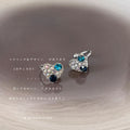Silver Heart Crystal Ear Cuff Teal Black Zircon Accents view 1