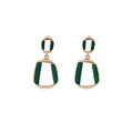 Gold Geometric Open Frame Enamel Drop Earrings Colors view 5