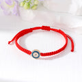 Red Woven Cord Small Round Evil Eye Adjustable Bracelets view 2