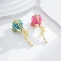 Tulip Openwork Enamel Two Designs Metal Brooch Pin view 5