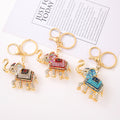 Rhinestone Elephant Keychain Gold Clasp Red Black Blue view 2