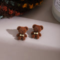 Plaid Bow Teddy Bear Dangle and Teddy Bear Stud Earrings view 4