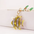 Rhinestone Striped Fish Keychain, White Bead Accent view 4