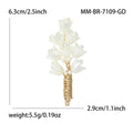 White Petal Branch Brooch With Gold or Silver Wrapped Stem view 6