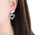 Textured Metal Open Heart Drop Earrings Gold and Steel view 6