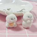 White Plush Bunny Keychains Heart Lobster Clasp 2 Styles view 2