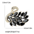 Gold Silver Swan Marquise Crystal Rhinestone Brooch view 10