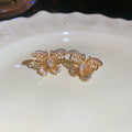 Gold Tone Openwork Butterfly Stud Earrings with Clear Crystals view 6