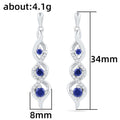 Silver Tone Blue Marquise Stone Linear Drop Earrings view 5
