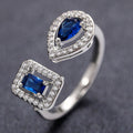 Pear And Rectangular Halo Adjustable Open Ring In Six Variants view 6