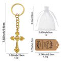 Gold-Tone Metal Ornate Cross Keychain, Single Or Pouch And Tag Set view 3