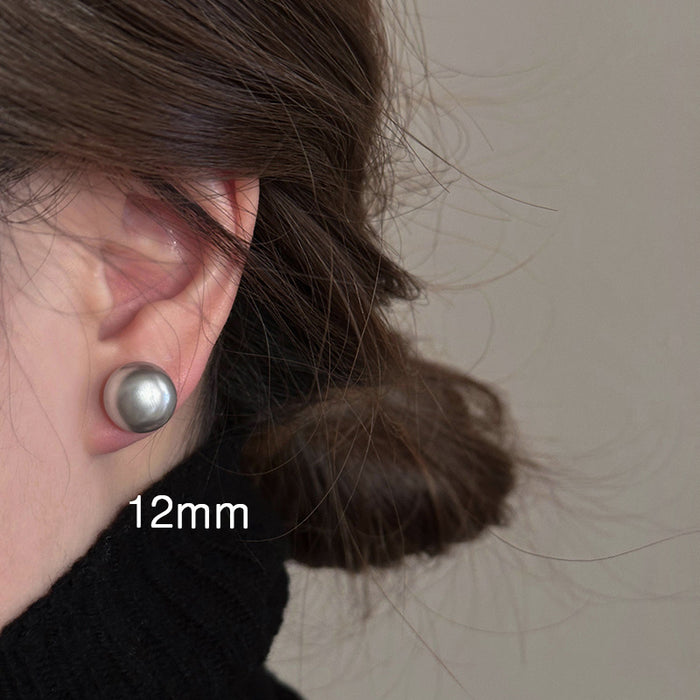 Gray Round Pearl Stud Earrings Decorative Jewelry Design
