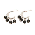 Beaded Cluster Hoop Earrings In Black And Red Statement Jewelry Design view 5