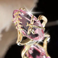 Gold Tone Dragonfly Marquise Stone Ring Green Pink Sizes 6-10 view 2