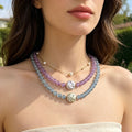 Five Color Sparkling Round Bead Necklaces With Carabiner Clasps view 3