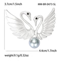 Swan Wing Brooch With White Pearl in Gold or Silver Tone view 7