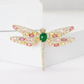 Gold Tone Dragonfly Brooch With Pink or Pale Yellow Wings view 2