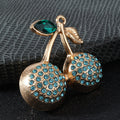 Rhinestone Double Cherry Charm Pendant Gold Tone Five Colors view 6