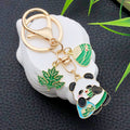 Two-Style Green Panda Rice Dumpling Double Ring Keychain Collection view 2