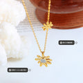 Daisy Pendant Necklace With Side Flower Charm Gold Steel view 2
