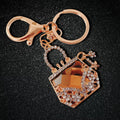 Crystal Evening Handbag Keychain with Large Amber Tone Center Stone view 2