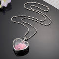 Silver Tone Pressed Flower Heart and Round Pendant Necklaces view 2
