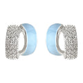Light Blue Enamel Crystal Pave Half Hoop Stud Earrings view 5