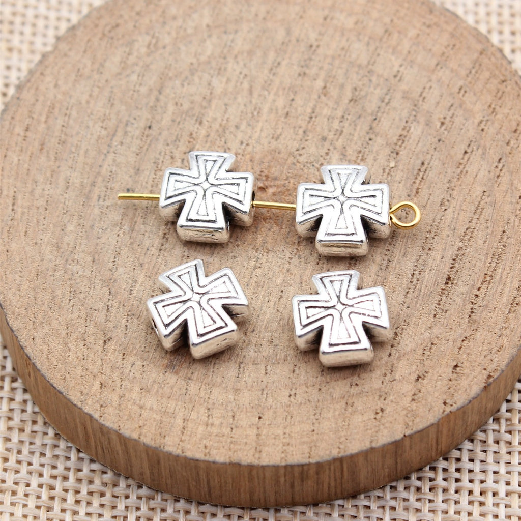 10x10x4.8mm 1.6g Multicolor Zinc Alloy Cross Loose Metal Beads for Bracelet Necklace DIY Making