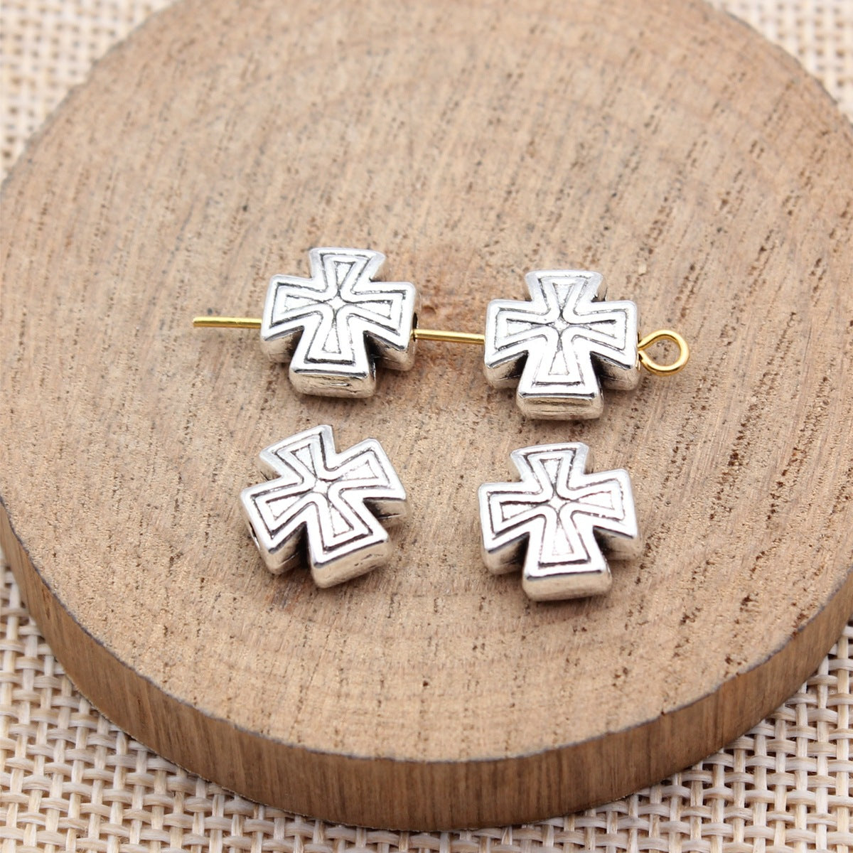10x10x4.8mm 1.6g Multicolor Zinc Alloy Cross Loose Metal Beads for Bracelet Necklace DIY Making