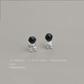 Silver Mini Astronaut Black Helmet Visor Stud Earrings view 4