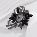 Black White Flower Crystal Metal Brooch Pin 5 x 6.8 cm view 5