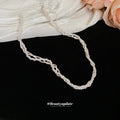 Three Layer Twisted Silver Chain White Pearl Necklace view 2