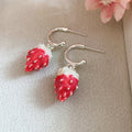 Textured Strawberry Drop Earrings in Five Candy Colors view 10