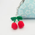 Red Crocheted Cherry Keychain With Metal Split Ring And Chain view 6