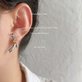 Silver Bow Stud Earrings Yellow Square Center Stone view 2