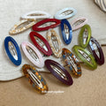 Acetate Oval Letter Duckbill Hair Clips Cream Purple view 3