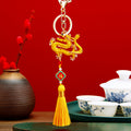 Jeweled Totem Dragon Keychains in Nine Tassel and Plain Color Options view 7