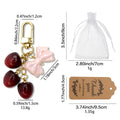Three Cherry Pink Bow Gold Lobster Clasp Bag Charm Keychain view 2