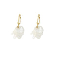 White Crackle Petal Oval and Square Stud Drop Earrings view 5