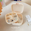 Cream White Compartment Jewelry Storage Box With Built In Mirror view 2