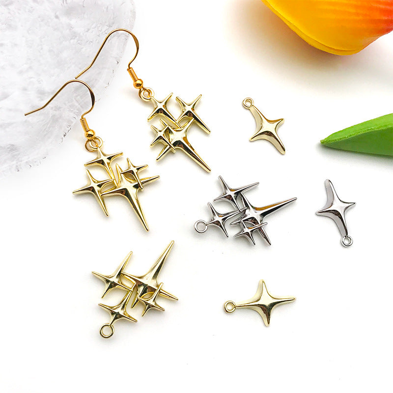 Antique Silver Zinc Alloy Cross Star Charm Pendant for DIY Bracelet Necklace Keychain