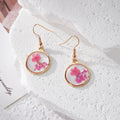 Pressed Flower Round Resin Earrings Gold Hooks 5 Colors view 8